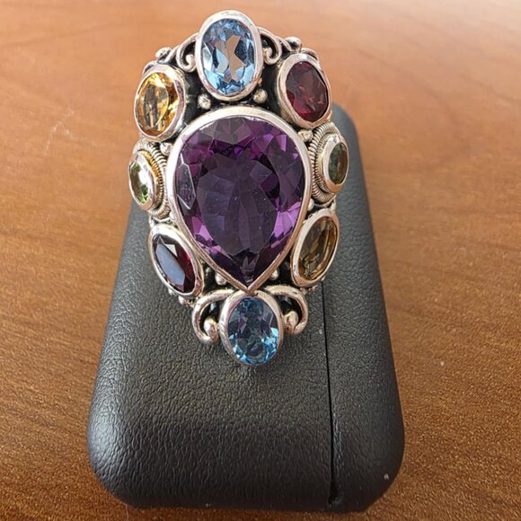 Artisan Crafted by Robert Manse Sterling Silver Gemstone Cocktail Ring Size 7 - Picture 7 of 8